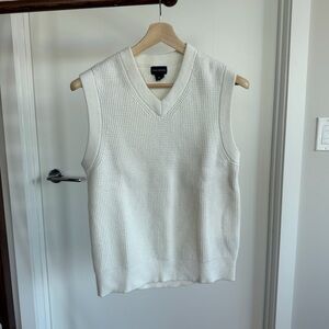 Men’s Club Monaco White Sleeveless Knit Sweater Vest